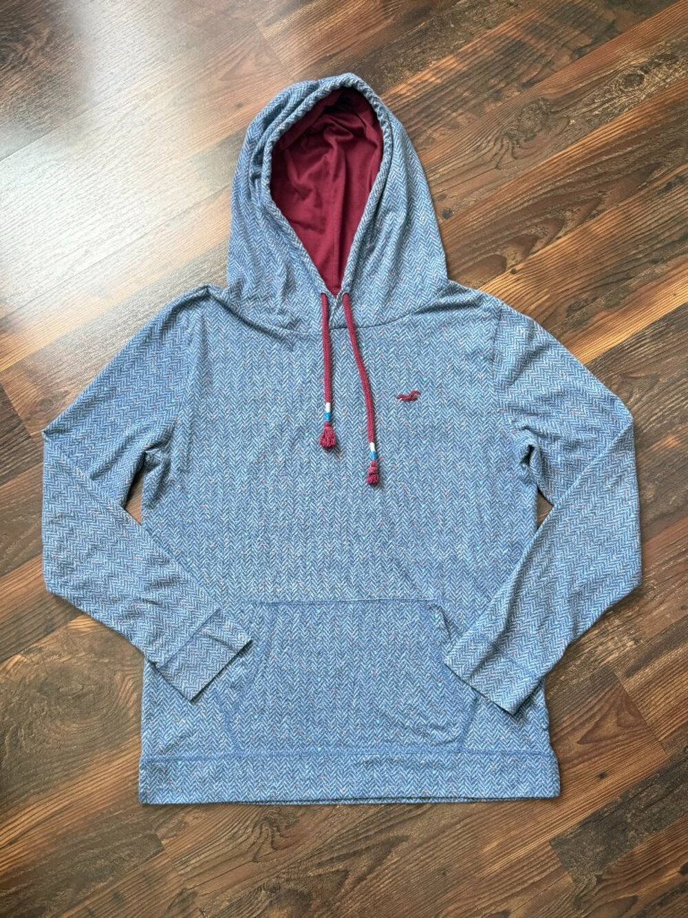 Hollister Speckled Hoodie with Herringbone Pattern - Size S